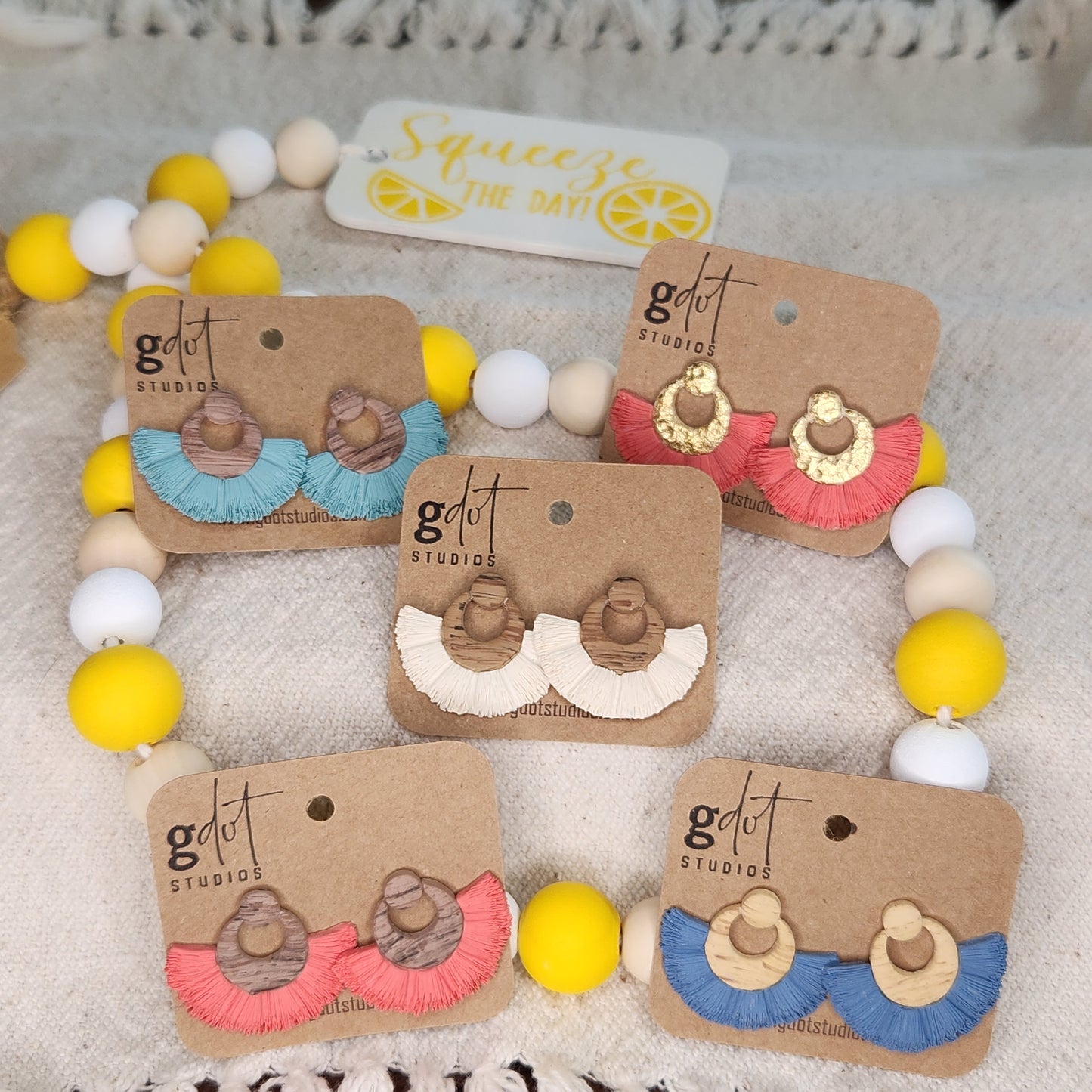 Polymer Clay Faux Macrame Earrings; Boho Style; Summer Accessories