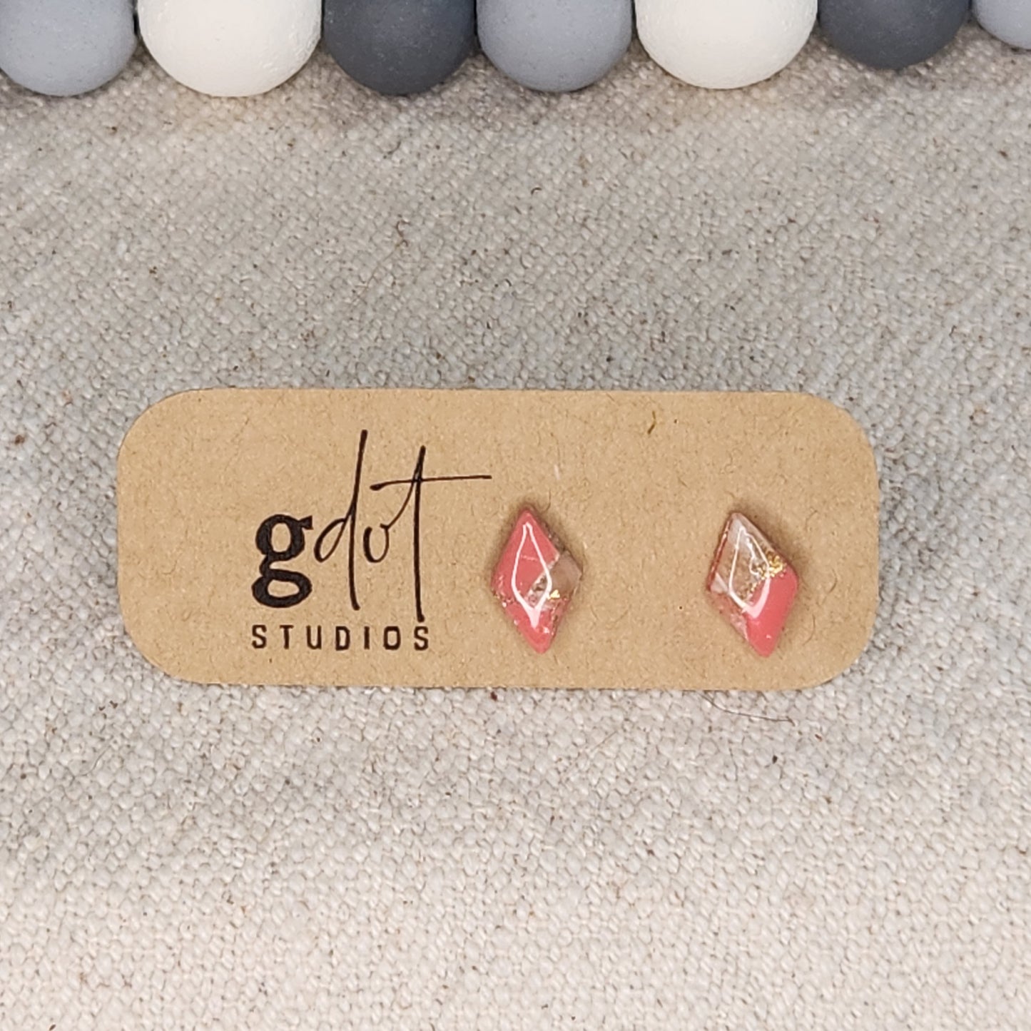 Polymer Clay Coral & Gold Marble Earring Collection; Unique Accessories; Statement Jewelry